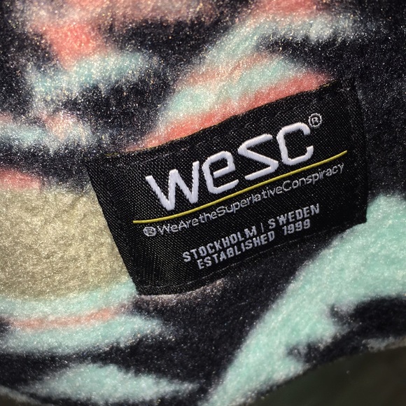 Wesc aztec Indian print St Moritz Holiday polar fleece zipper winter coat Jacket - Picture 2 of 3